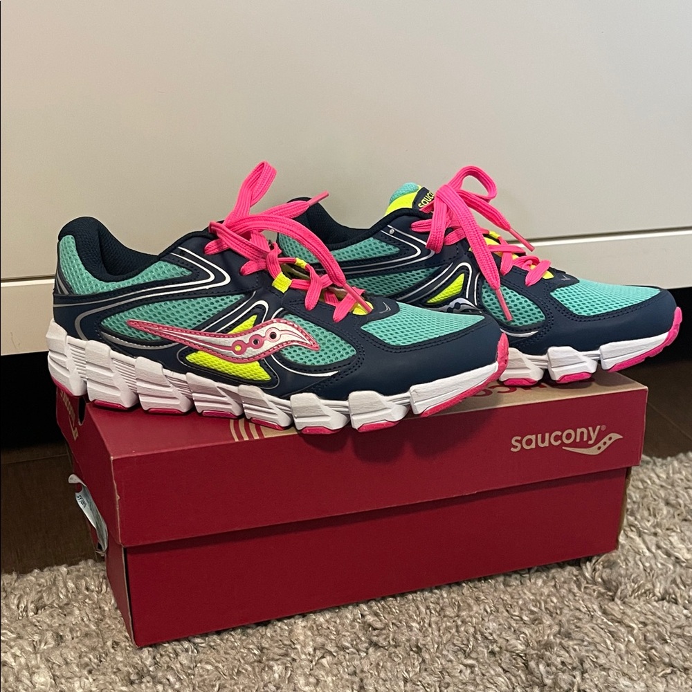 Saucony Teal and Pink Athletic Sneakers